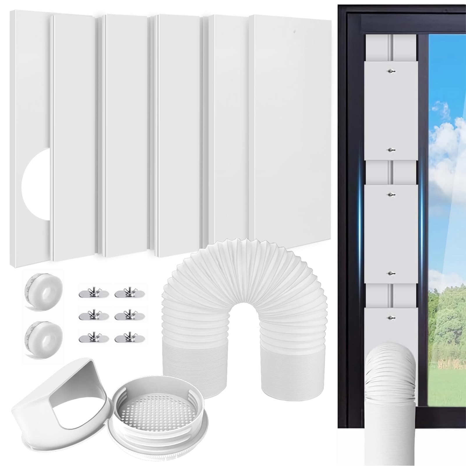 窓用エアコン ホワイト 排気ダクト付き Amazon.co.jp: 窓用ダクトパネル 6枚セット 2m排気ホース付き テラス窓